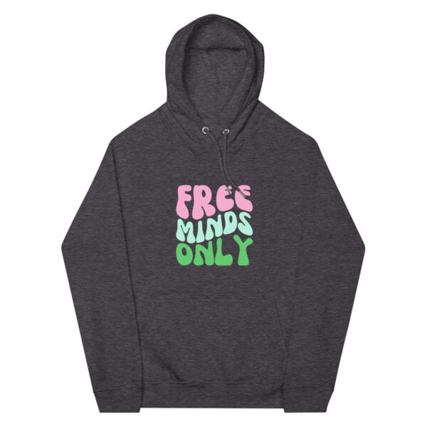 grey melange hoodie mockup promoting free minds only in wavy style