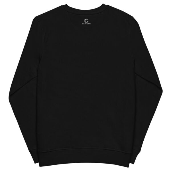 black back sweatshirt mockup promoting white clean fleek logo