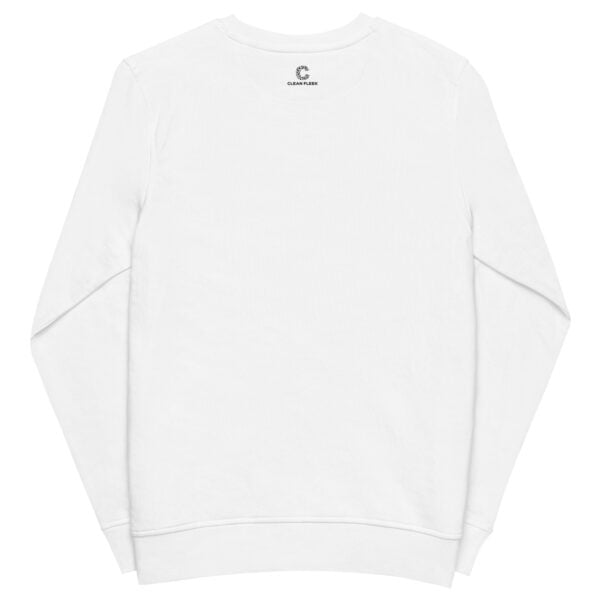white back sweatshirt mockup promoting black clean fleek logo